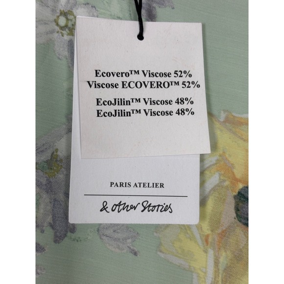 & Other Stories Paris Atelier Womens Dress Size‎ 8 Green Floral Cottagecore Rose - Picture 8 of 10